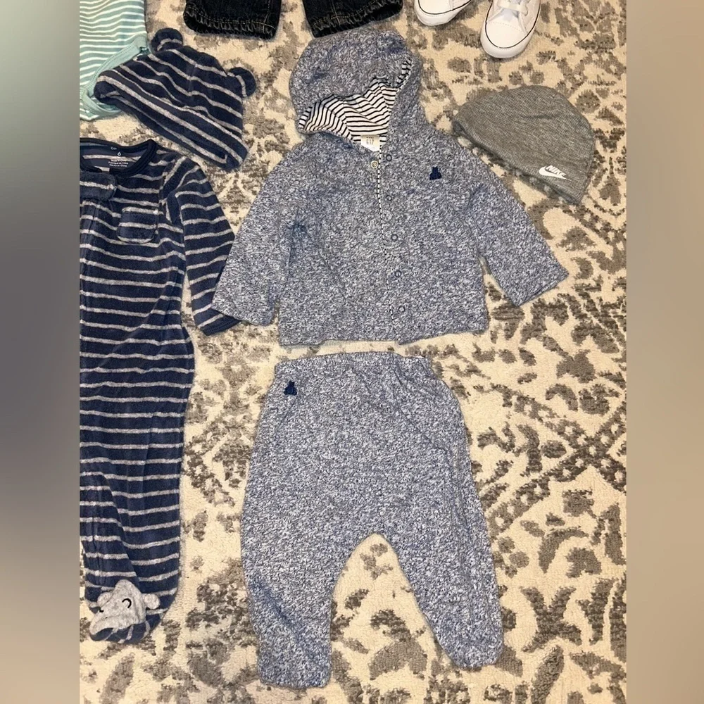 12 Piece Baby Boy Size 3-6M Mixed Bundle & Converse All-Star Crib Shoes (Size 3)